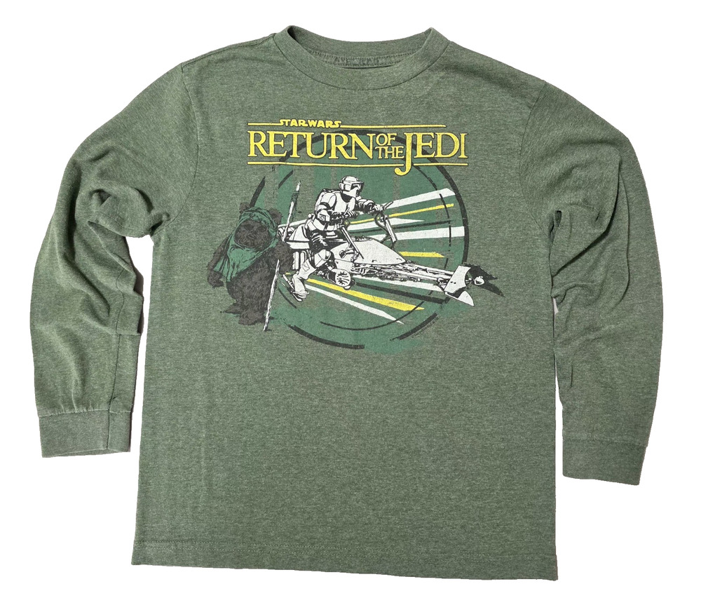 Star Wars Return of the Jedi Long Sleeve Shirt Green Boys L Scout Trooper Ewok